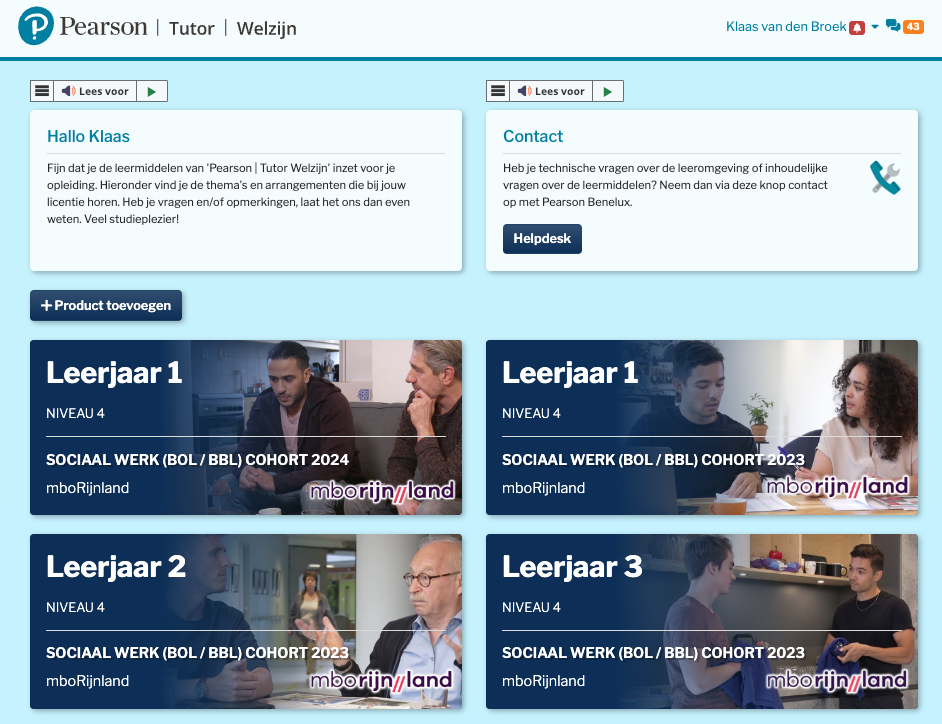 Voorbeeld Pearson Tutor Welzijn